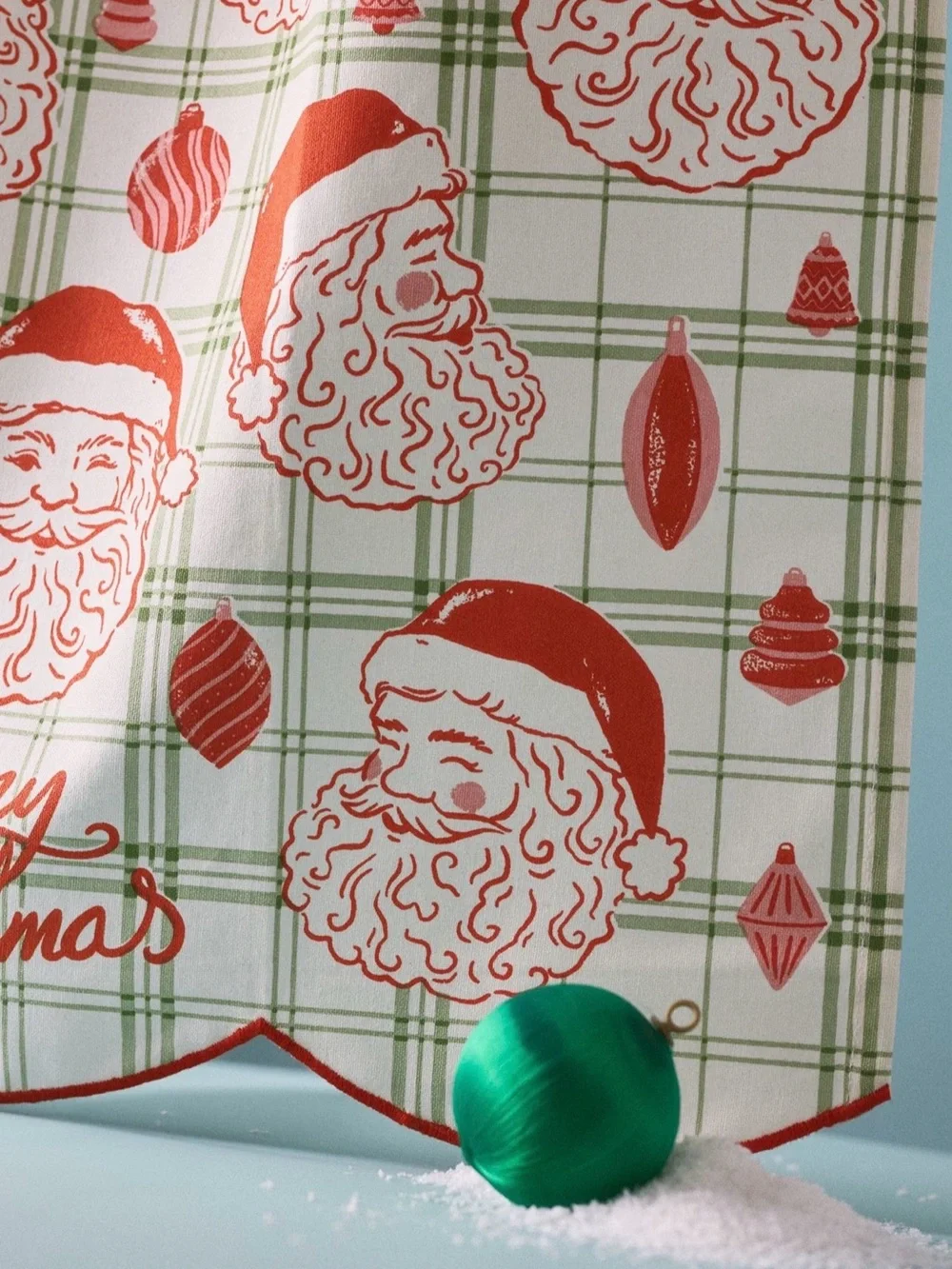 Anthropologie Vintage-Inspired Tartan Santa Dish Towel